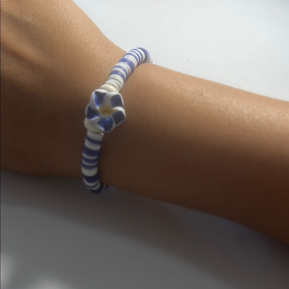 Blue and White Floral Bracelet